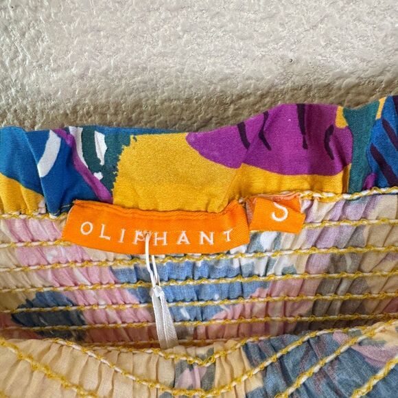 Oliphant Tie Strap Tiered Midi Dress Womens Size Small Kruger Saffron Tropical - Picture 7 of 14